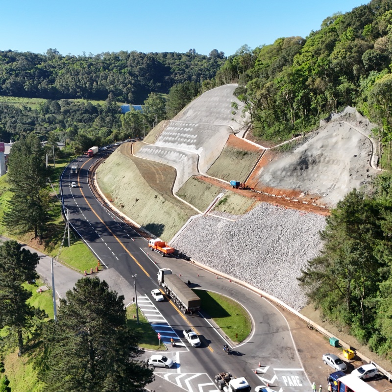 Com aporte de R$ 20 milhões, CSG conclui obra emergencial de estabilização de talude na ERS-122, em Caxias do Sul
