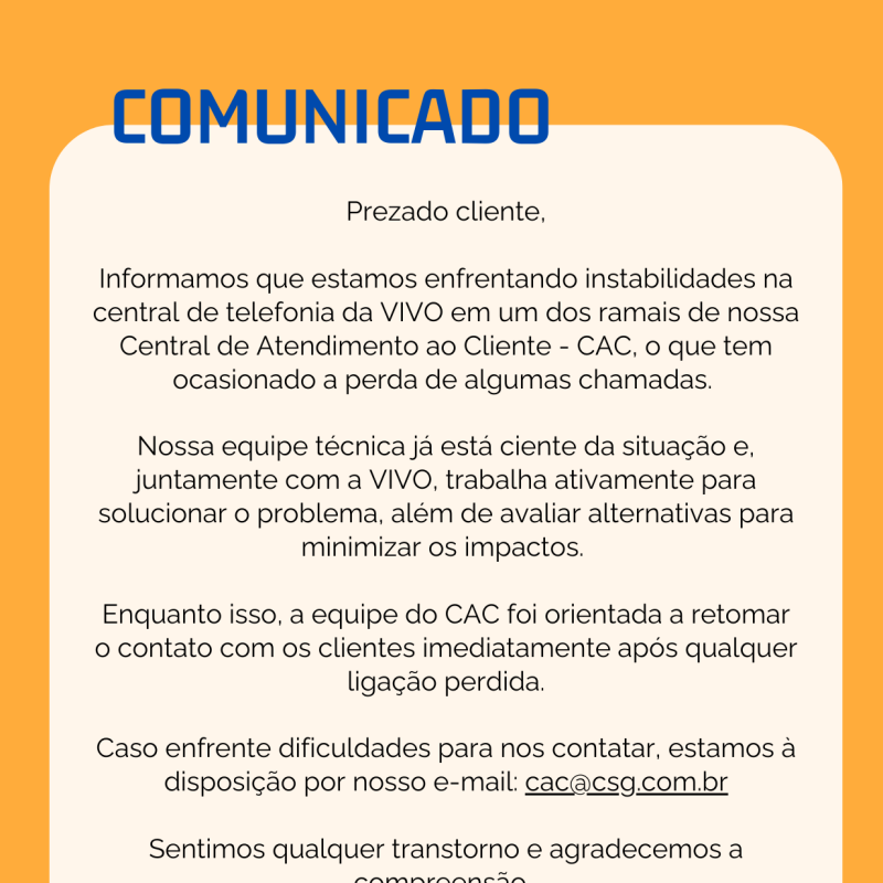 COMUNICADO CSG