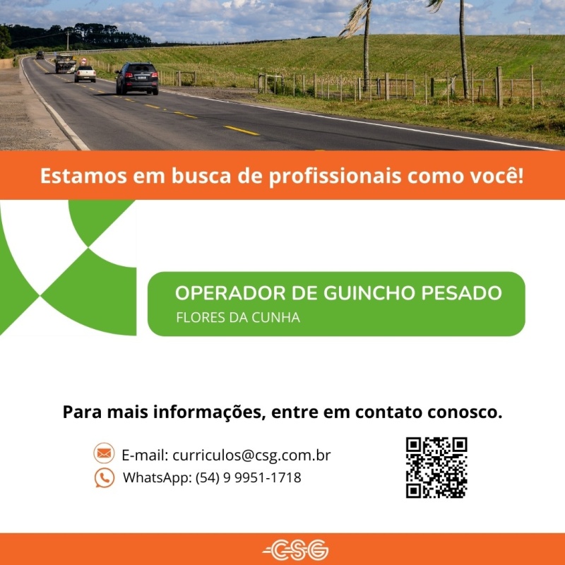 CSG abre novas oportunidades de trabalho e convida interessados a fazer parte